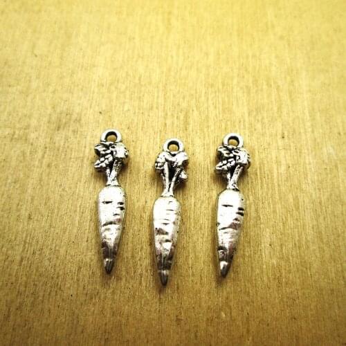 20pcs 25x6mm carrot charm carrot pendants charms DIY necklace/ bracelets charms antique silver tone