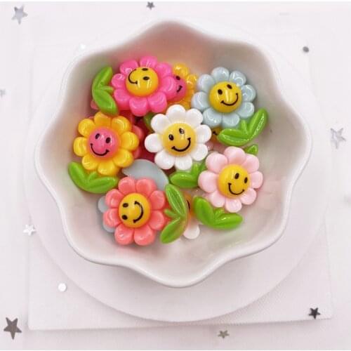 20PCS Kawaii Colorful Resin A Little Flower Flatback Cabochon Scrapbook DIY Accessory Decor Figurine Craft OH49