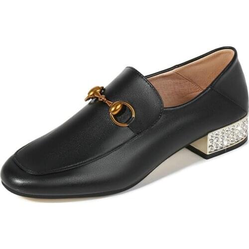 2021 Summer Simple Womens Fashion Casual Pumps Metal Decoration Mary Jane Shoes Low heel Rhinestone Shoes