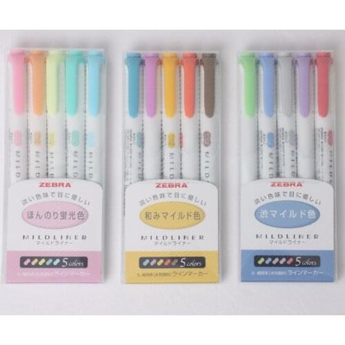 15-Colors 3 SET ZEBRA WKT7 Mildliner Soft Color Double-Sided Highlighter Pen Round Toe/Oblique School Office Supply