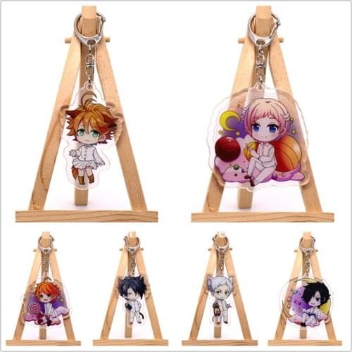 Anime The Promised Neverland Keychain Figure Emma Norman Ray Acrylic Bag Pendant Keyring for Gift