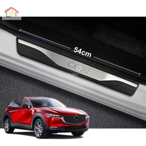 Car Door Sill Cover Trims For Mazda 2020 2021CX-30 Cx30 Cx 30 Auto Scuff Plate Pedal Protector Styling Accessories Sticker 4pcs
