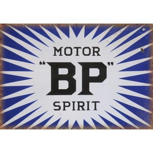 BP MOTOR SPIRIT ADVERTISING METAL TIN SIGN POSTER WALL PLAQUE