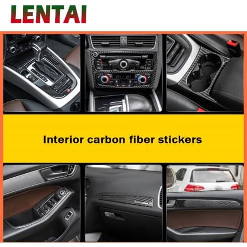 LENTAI Car Styling Carbon Fiber Interior Decorative Stickers For Audi A4 B6 C5 B8 B7 B5 A5 Q5 2012-2014 2015 2016 Accessories
