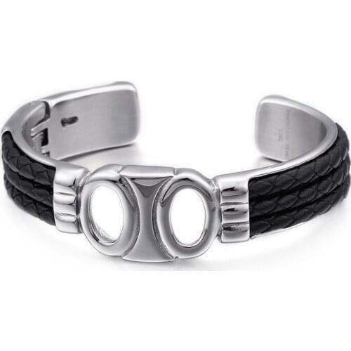European and American mens titanium steel punk bracelets stainless steel openwork bracelet