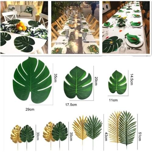 Fake Monstera Artificial Plants Tropical Palm Tree Leaves Hawaii Luau Wedding Table Decor Home Decoration Accessories Garden DIY