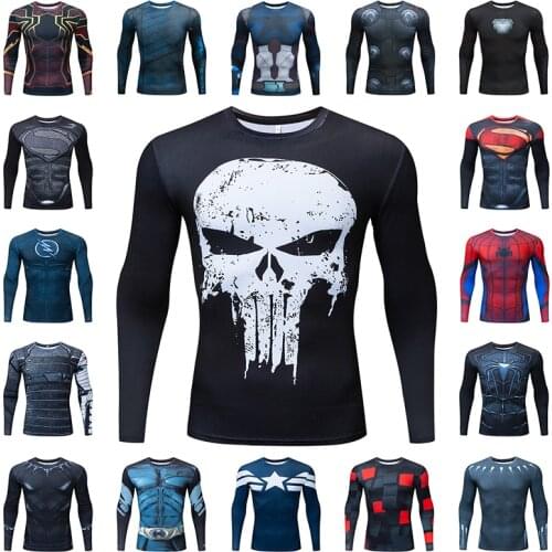Compression Running T-shirt Men Printing Long Sleeve Sport Acitve Wear for Male Gym Clothing Fitness Bodybuilding Workout Tops