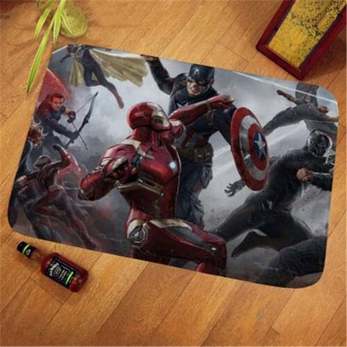 60x40cm The Avengers Team Super Hero DoorMat Mug Manga Plush Floor Rug Carpet Room Doormat Non-slip Mat Cartoon