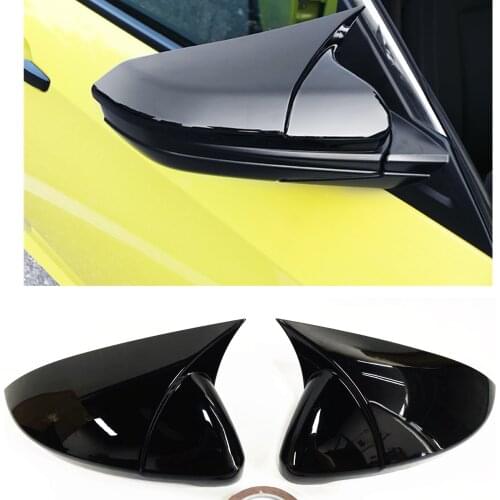 Mirror Cover For Volkswagen VW Golf Mk7 7.5 2014-2018 GTI GTD TSI R Glossy Black Exterior Window Door Side Add On Rear View Caps