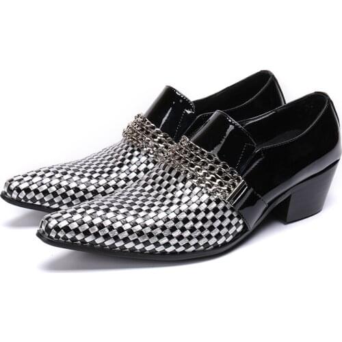 Luxury Band Men Genuine Leather Lattice Buckle Pointed Toe Buckle Loafers Shoes For Wedding Office Dress Oxford Shoes Zapatos