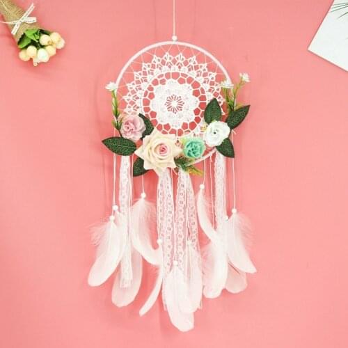 Dream Catcher DIY Decorative Pendant Flower Dream Catcher Wall Hanging Decoration Wedding Decor Dreamy Girl Room Decoration Gift