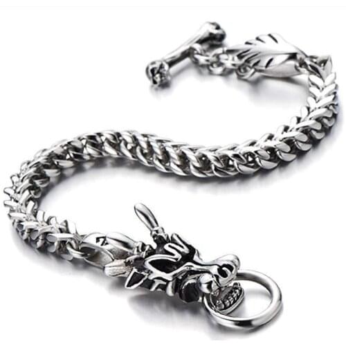 FYSL Stainless Steel Metal Chinese Style Dragon Link Chain Bracelet for Anniversary Gift Jewelry