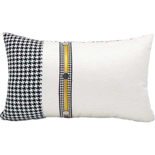 MOQ 6pcs 50x30cm Simple modern black white houndstooth pillowcase back cushion cover pillow case