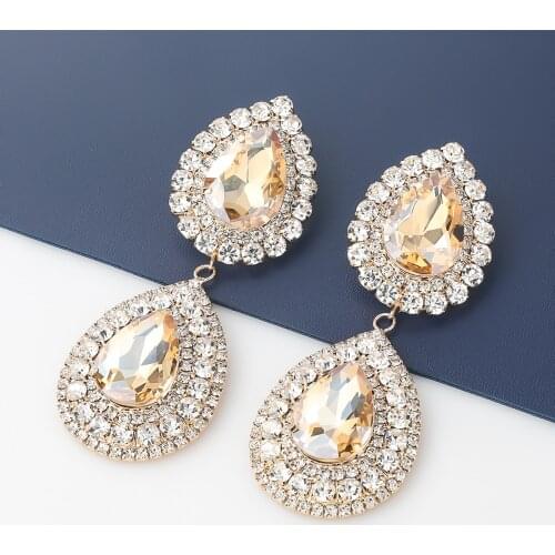Fashion Multi-layer Water Drop Metal Rhinestone Glass Earrings Womens Creative Popular Dangle Earrings Party Accessories