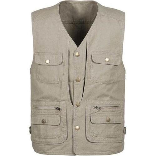 Mens Sleeveless Jacket 2021 New Mens Multi-pocket Vest Thin Autumn Waistcoat Outdoor Sports Vest Large Size Vest