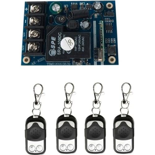 New DC12V 24V 36V 48V 1CH 1Channe Radio Remote Control Switch Receiver 4* Metal Push Button Transmitter Learning Code