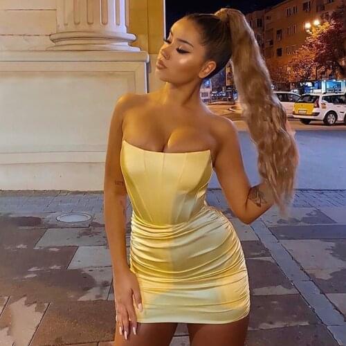 Summer Dress Satin Sexy Dresses Women Off Shoulder Anti Slip Bodycon Robe Sleeveless Backless Strappy Mini Sundress Vestidos