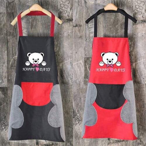 Wipeable hand apron female creative smock pocket waterproof and oil proof kitchen cute new work clothes aprons for woman WY817