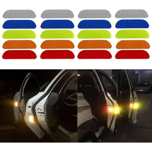 FORAUTO 4 Pieces/set Car Reflective Stickers Warning Tape Car Door Wheel Eyebrow Sticker Decal Reflective Strips Safety Mark
