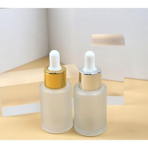 30ml frosted glass flat shoulder dropper empty bottle cosmetic skin care essential oil essence packaging container