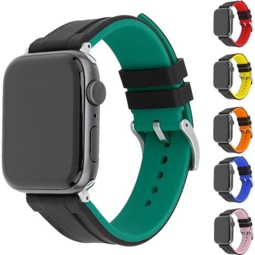 Silicone Strap for Apple Watch iWatch 6 5 4 3 2 SE 38mm 42mm 40mm 44mm Sport Waterproof Men Women Rubber Replacement Wrist Band