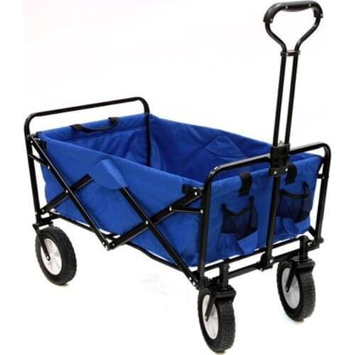 Folding four-wheeled push garden car outdoor utility wagon camping beach sports folding carriage cart with garden shopping cart