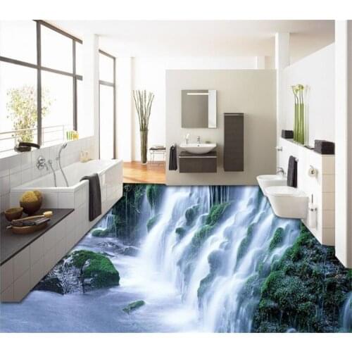 Custom Decorative Bedroom Living Room Self-adhesive Flooring Nature waterfall landscape Modern 3D flooring Wallpaper Beibehang