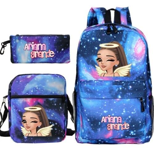 Ariana Grande School Backpack for Student Girls Boys School Bags 3Pcs/Set Travel Backbag Mochila Teens Daypack Zipper Rucksack
