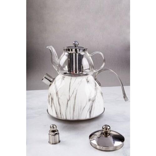 Marble Pattern Pressure Glass Teapot White kitchen mother teapot tea coffee tea maker kettle