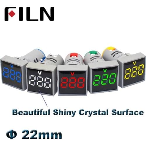 22mm AD16 red green blue white yellow LED Panle Display AC 20-500V Digital Voltmeter Indicator Light Pilot Lamp Square