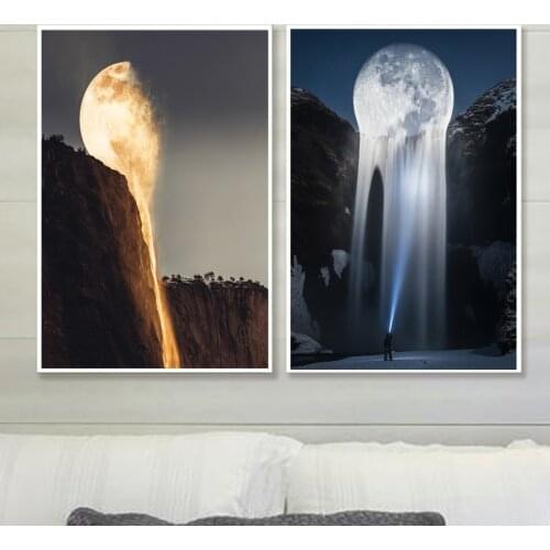 Surrealism Moon Landscape Posters Creative Abstract Wall Art Pictures For Living Room Decorative Aesthetic Canvas Painting
