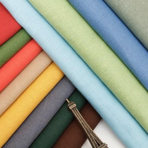 Wide 148cm Plain Slub Cotton and Linen DIY Summer Solid Colour Shirts Clothes Fabric By the Yard