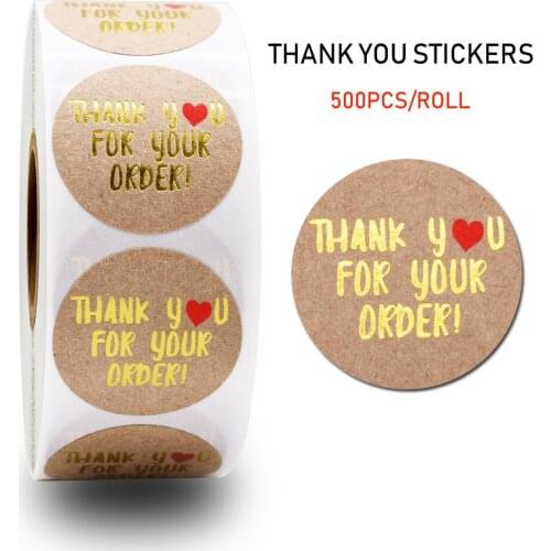 50-500pcs Sealing Label Stickers Thank you Adhesive Stickers Kraft Baking Paper Stickers For Gifts Craft Handmade Stationery 1in