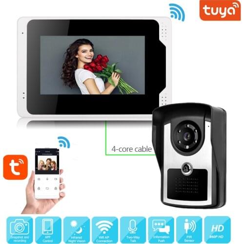Video Door Bell 7 inch Wired Video Intercom System Tuya Smart WIFI Doorbell with 1080P Camera