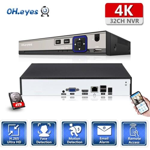 OH.eyes Face Detection XMeye Surveillance Video Recorder 8MP 4K 32CH 32 Channel H.265 1*SATA IP Onvif CCTV DVR NVR Remote View