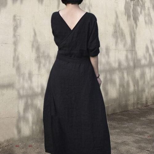 Vintage High Quality Elegant Black Dress Women Retro Dress