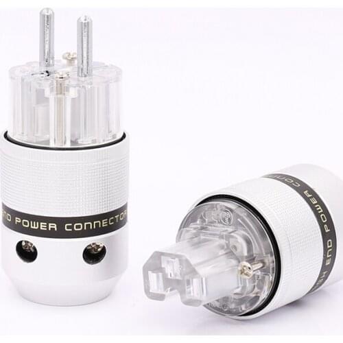 High quality Pair ER(T) CR(T) Rhodium plated Schuko Power connector+IEC Female Plug with DIY audio power cable