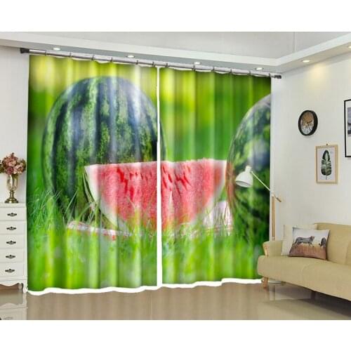 Green watermelon Curtain Blackout Polyester fabric 3D Window living room office Bedroom Cortina Drapes Rideaux pillowcase