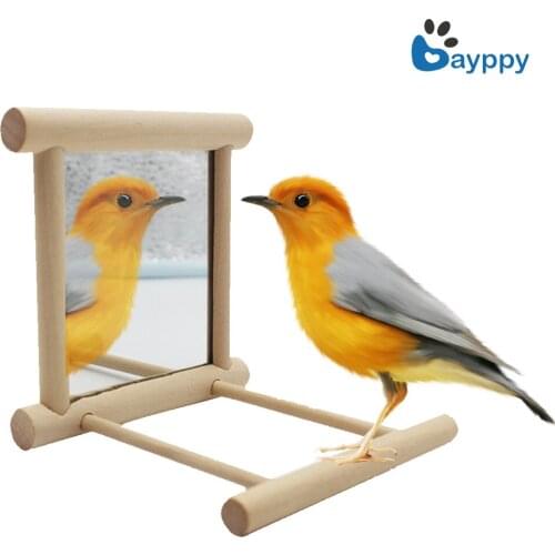 Pet Bird Mirror Wooden Mirror Funny Toy for Parrots Cockatiel Vogel Speelgoed Finch Canary Small Birds Pet Bird Toy Accessories