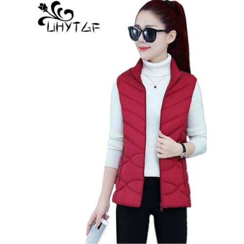 UHYTGF Womens vest Down jacket Autumn winter Vests jacket Korean Student Warm waistcoat Loose 5XL Plus size top Short Coat 1293