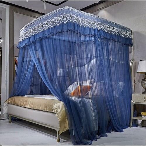 1.5/1.8/2.0m Lace palace Mosquito Nets Three-Door Floor-To-Ceiling Household Bed Curtains Home Decoration