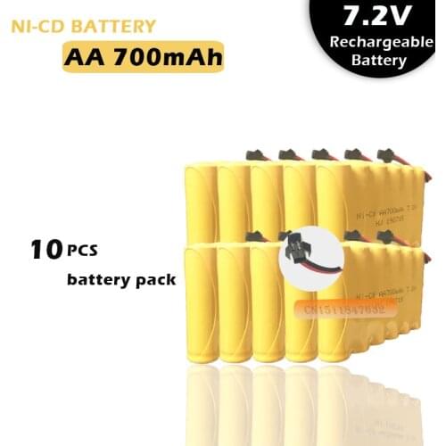 10Pcs 7.2v battery 700mah ni-cd 7.2v aa battery nicd batteries pack ni cd rechargeable for RC boat model car electric toys tank