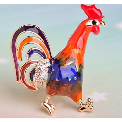 12pcs/lot Wholesale Fashion Women Enamel Brooches Hijab Accessories Red Enamel Cock Broaches Hat Cardigan Sweater Broches