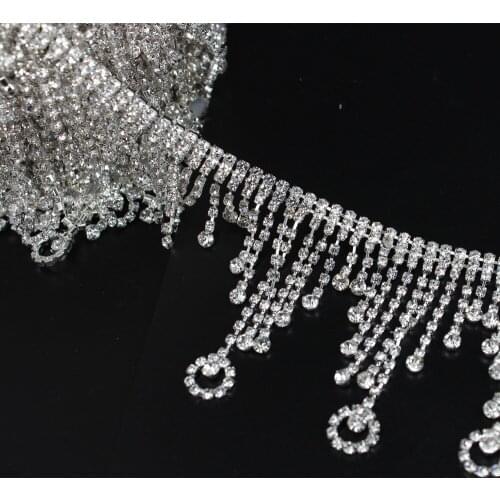 5 Yard/ Roll Handmade Bridal Wedding Waist Belt Crystal Rhinestone Trim Chain Decoration Crystal Applique for Garment Dress DIY