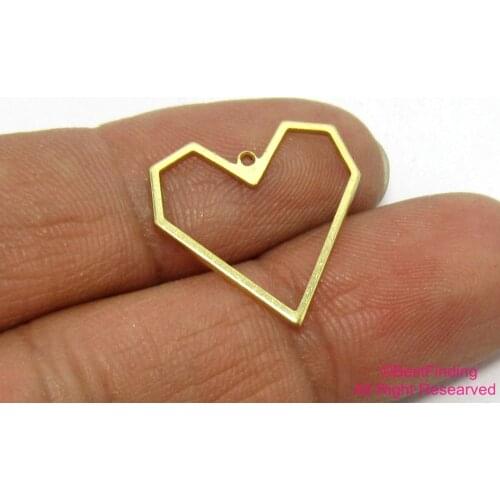 50pcs Brass pendant 20mm Raw brass hollow heart earrings pendant R461