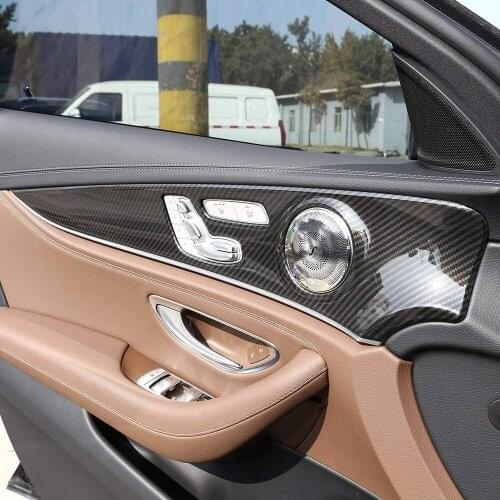 ABS Chrome Interior Door Decoration Panel Cover Trims for Mercedes benz E Class W213 E200l E300l 2016-2018 Carbon Fiber