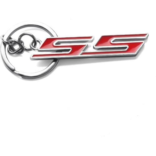 Car keychains 1 pcs SS Metal Badge Emblem Red SS Logo Car Key chain For Chevrolet Cruze Lacetti Captiva SS MALIBU CAPTIVA Camaro