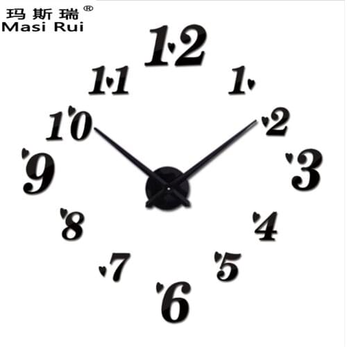 Large wall clock roman mirror modern Quartz clocks decoracion para el hogar Wall stickers kitchen decor