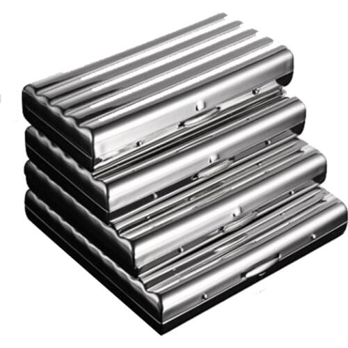 3 Sizes 7.6mm Cigarette High Quality Brass Metal Cigarette Case Box Silver Golden Color