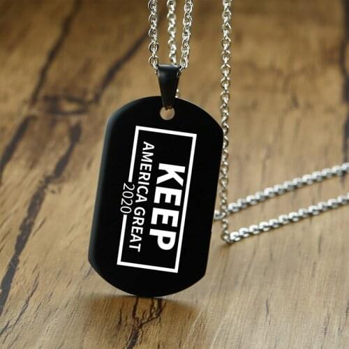 Black Nameplate necklace men Keep America Great 2020 stainless steel simple chain necklace big pendant gifts jewelry on the neck